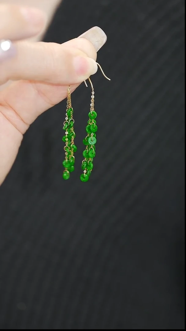 18K金镶嵌翡翠耳饰耳饰