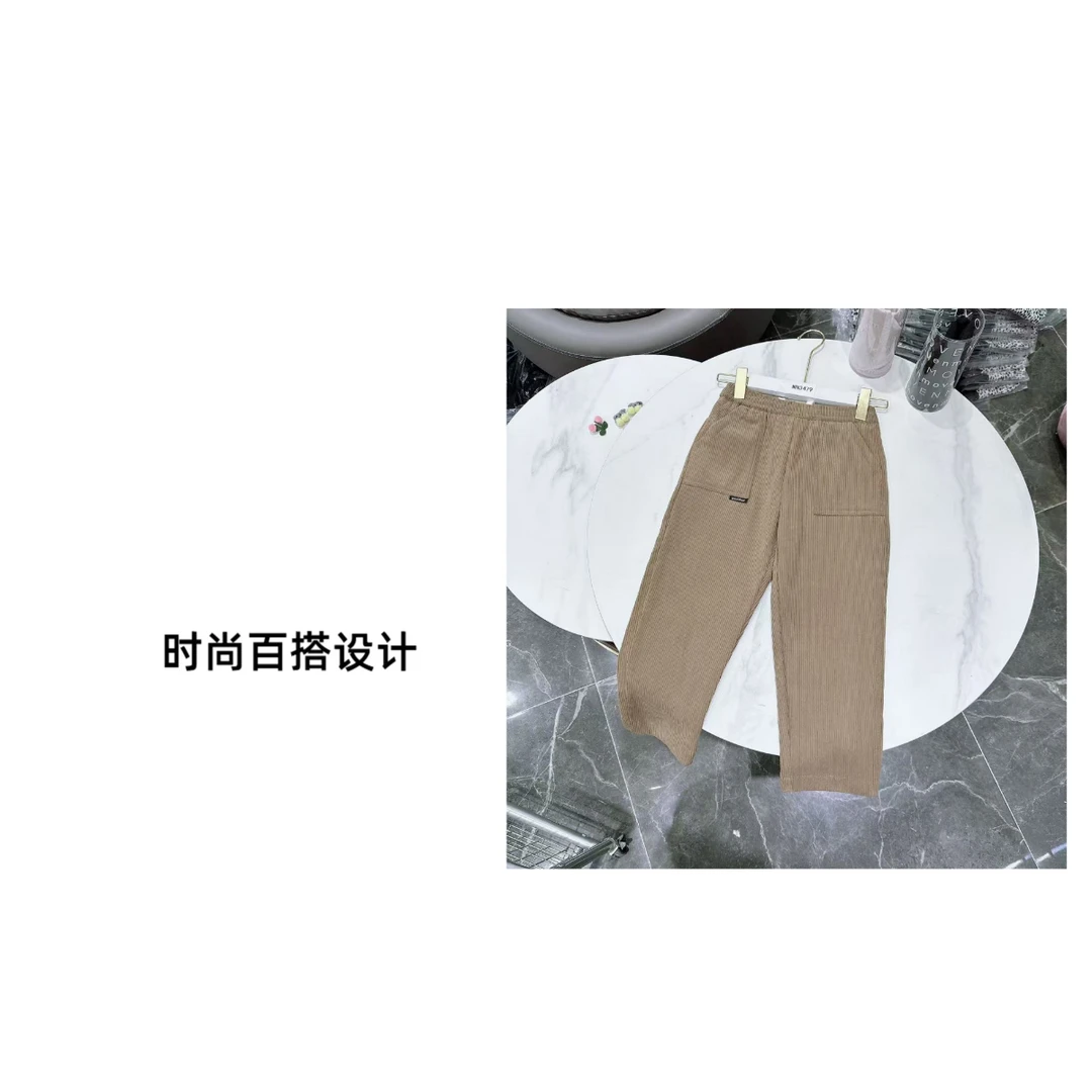 NN3479-时尚休闲裤高腰简约设计师松紧腰