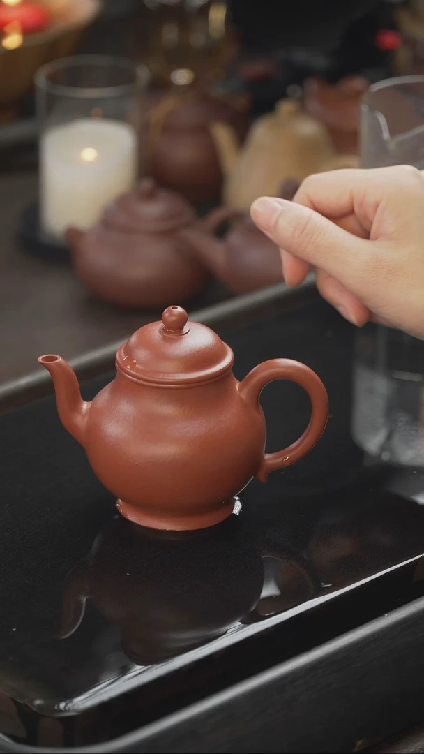 茶壶紫砂15 宫灯 朱泥 160cc