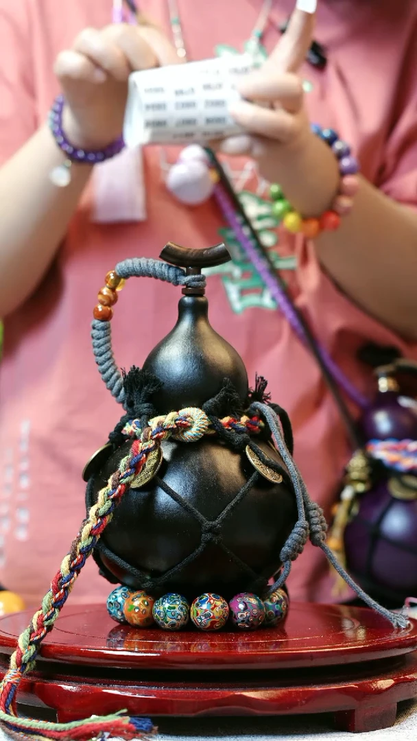 大漆酒葫芦，一物一拍送底座漏斗787