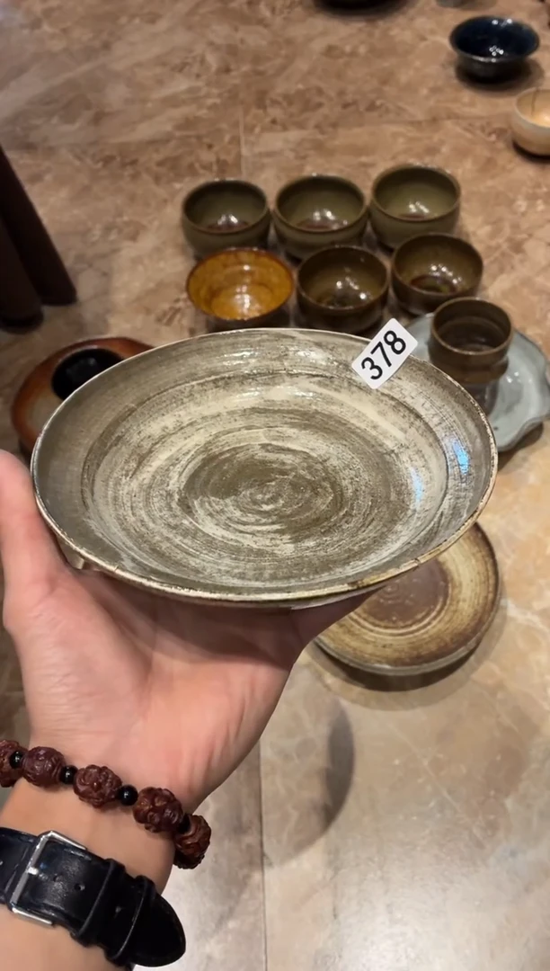 瓷片没****花378粉引锅盘1个