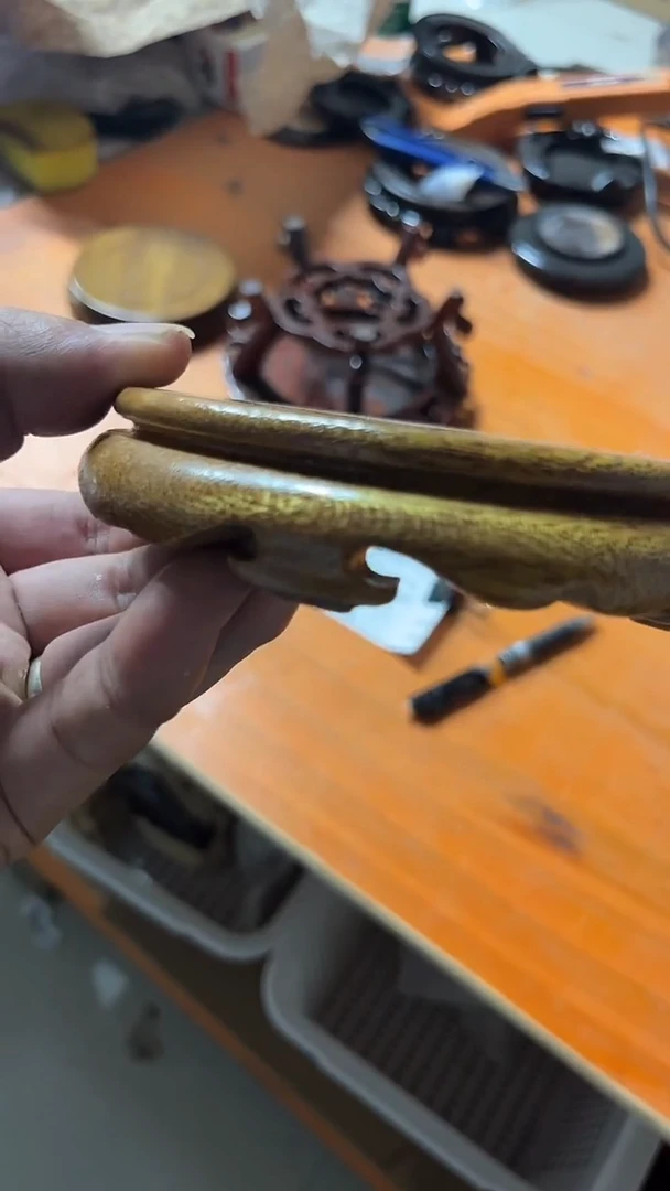 木老花圆形小盘几两个11*12*2.6