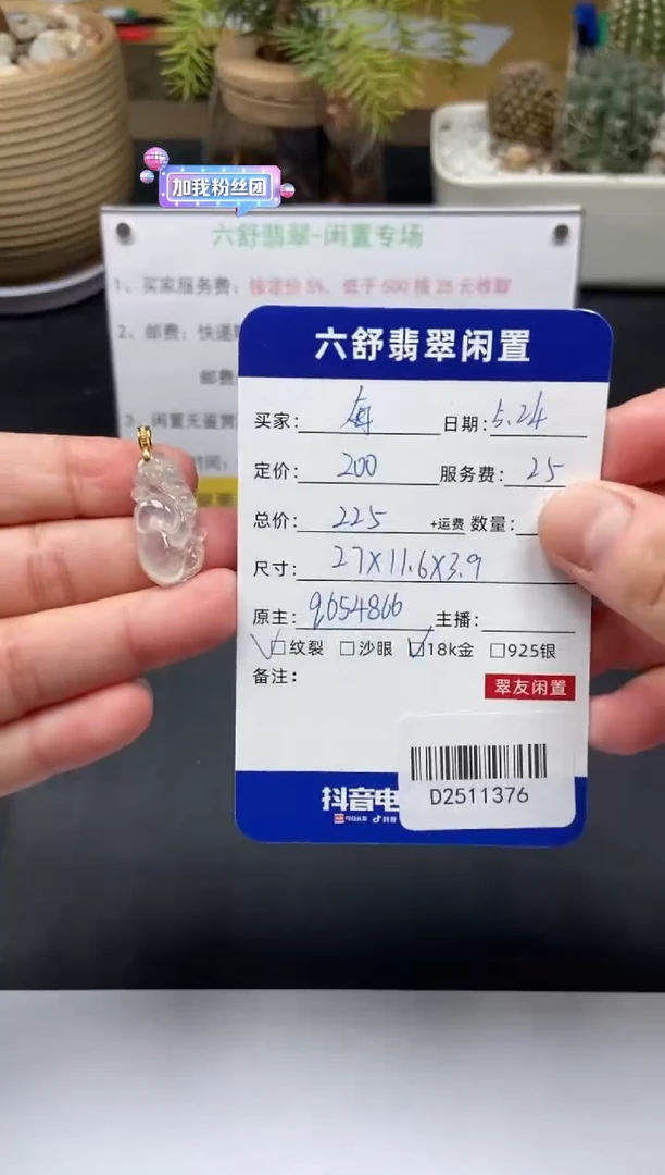 翡翠18K金镶嵌颈饰D2511376