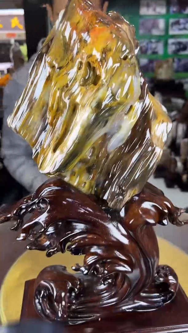 缅甸天然树化玉摆件