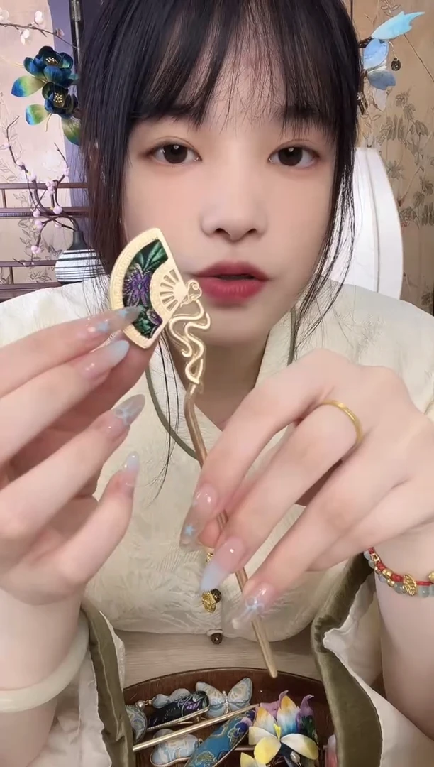 刺绣簪花蚕丝掐丝绒花发簪子手作日常穿搭古典旗袍发饰品