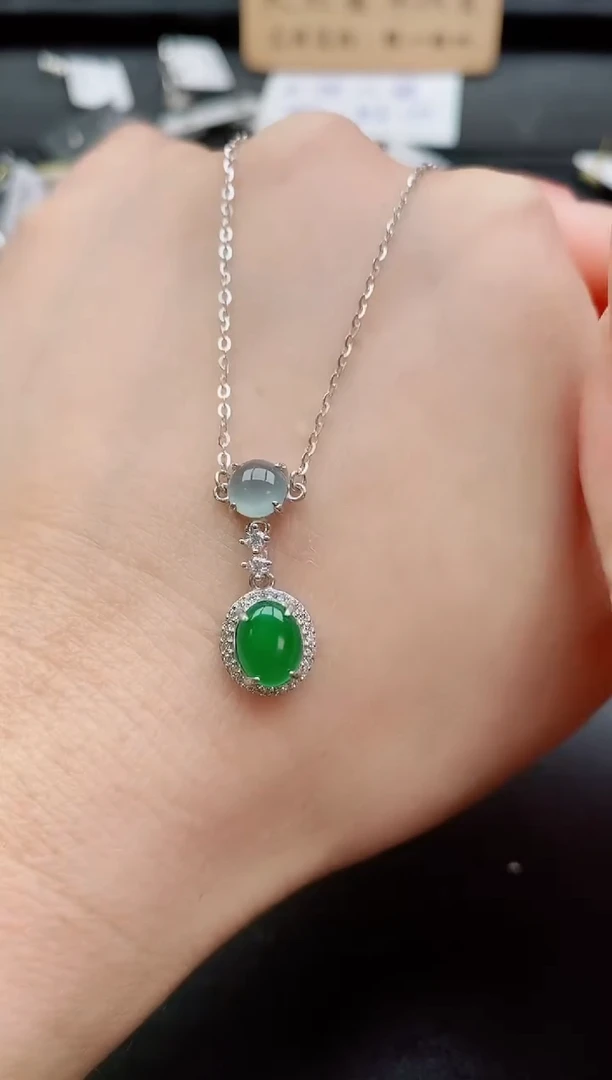 套链银S925镶嵌翡翠1