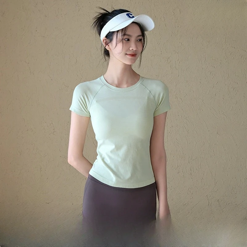 OTSA显瘦运动T恤裸感瑜伽服短袖运动上衣女T恤户外透气速干健身服