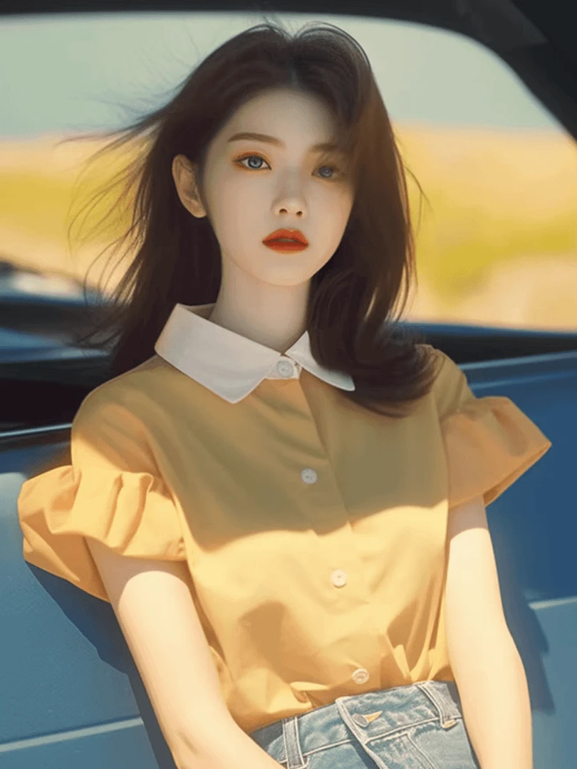 多巴胺穿搭荷叶边短袖衬衫女设计感小众夏独特别致Polo领绝美上衣