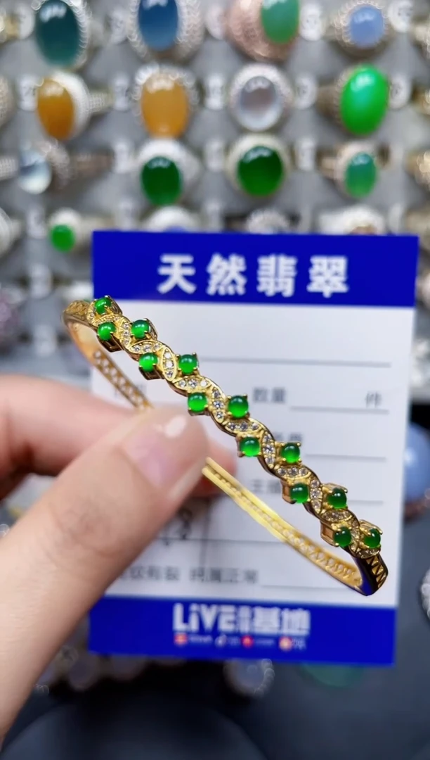 银S925镶嵌手镯翡翠187