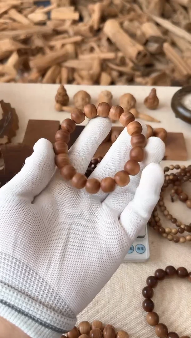 檀香木手串/手链正区老山檀 玫瑰檀五代 11*12 老型 单圈 横纹