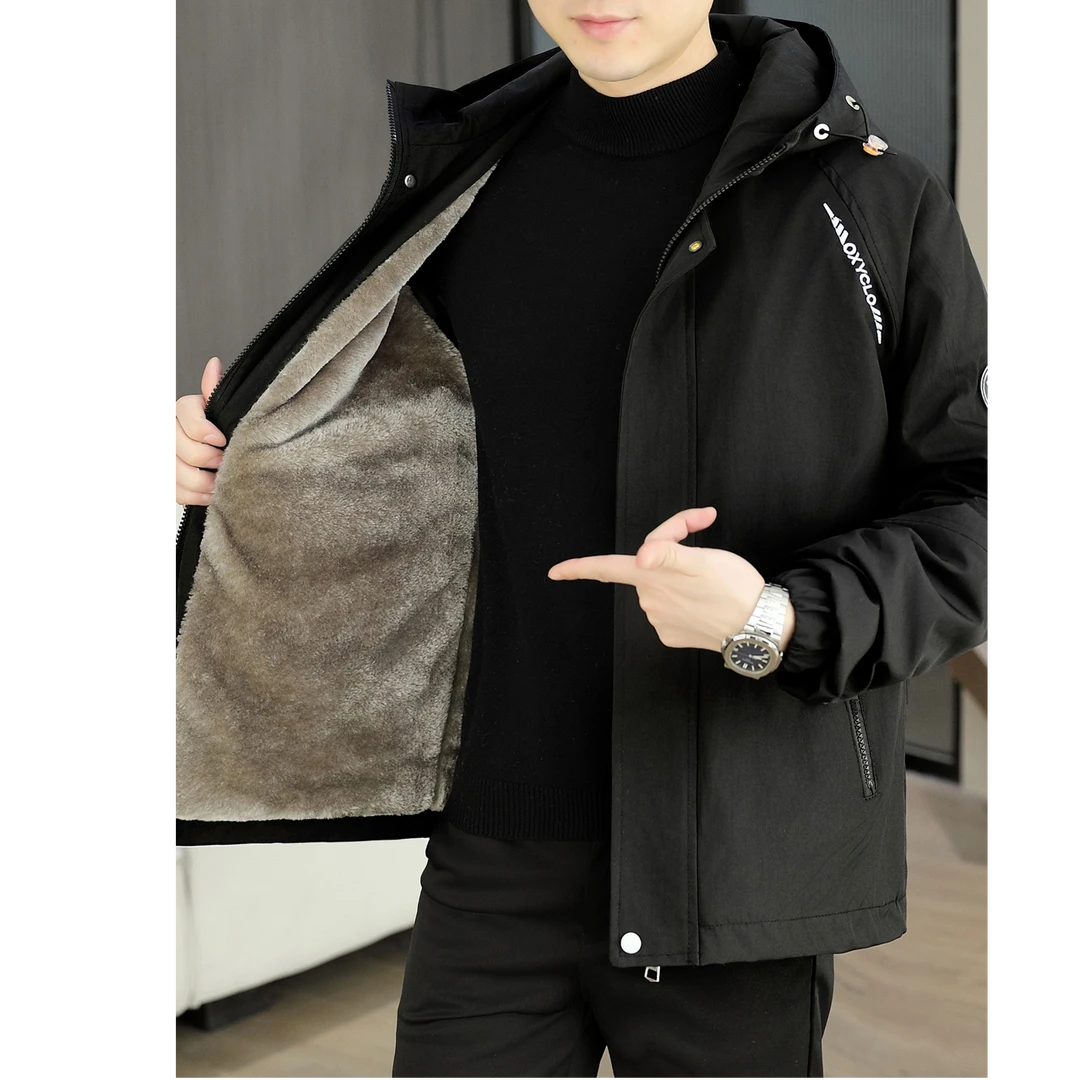 曼库帕娅男士外套新款秋冬季加绒加厚青年棉服户外休闲防风冲锋棉