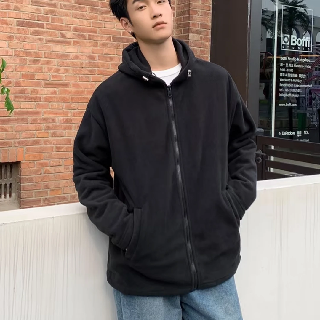 1新款时尚百搭情侣保暖抓绒衣加绒