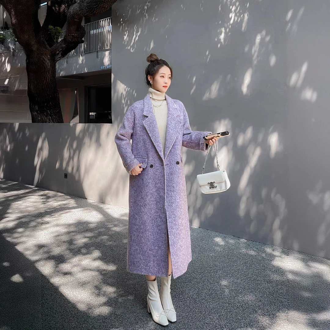 【韩系大牌定制】正版气质长羊毛呢中长款大衣女秋冬季时尚宽松百搭