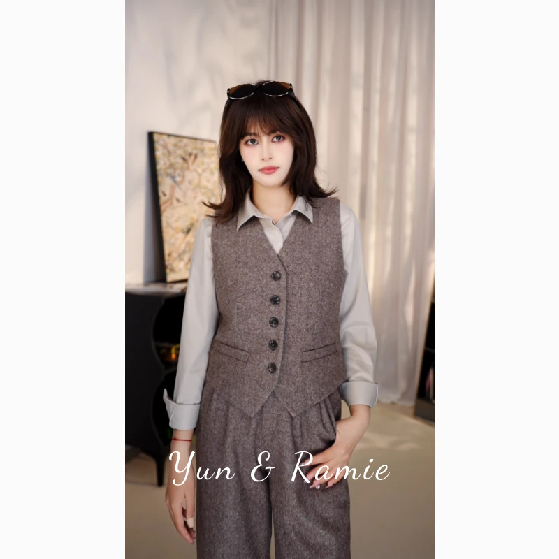 羊毛套装套无袖马甲裤【苎韵】春游出行衣服气质上班族女装爆款洋气