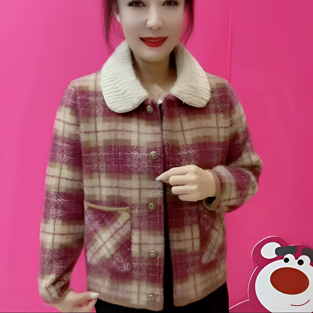 《专柜品质》秋冬气质洋气女士保暖时尚休闲格子加厚妈妈网红外套Z