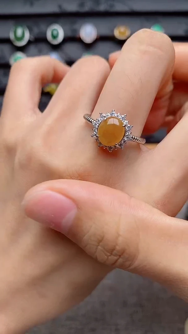 银S925镶嵌戒指翡翠1