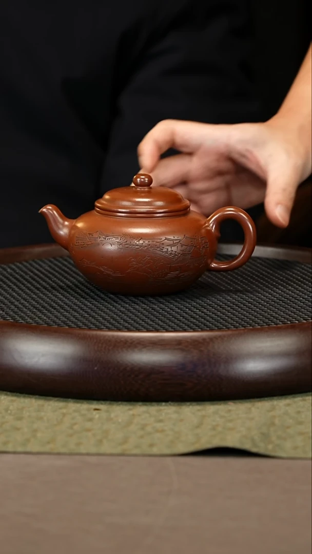 茶壶紫砂59 顾顺芝 顾氏家传紫泥 扁樱360cc