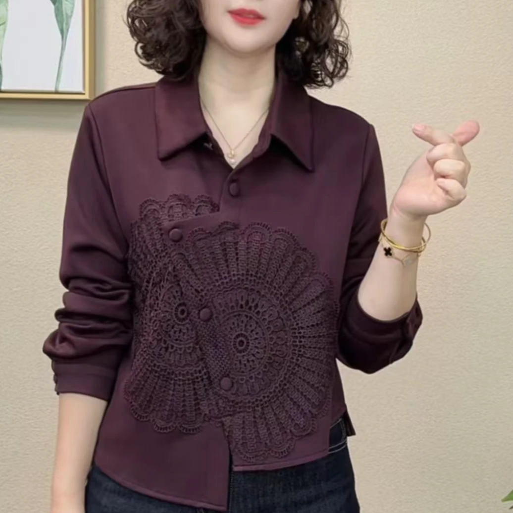 2025秋季新款时尚显瘦气质洋气百搭拼接打底上衣衬衣#547927