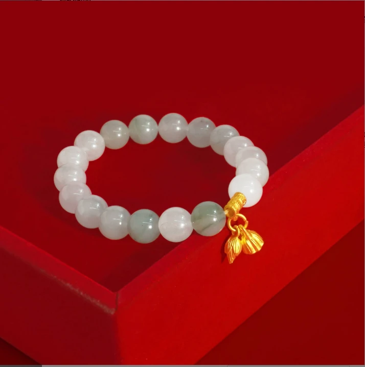 【悦总专属】两世欢好并蒂莲石英质玉合金镶嵌两世欢手链【YBR92】