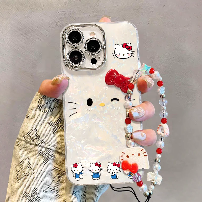 可爱kt猫适用苹果15华为vivo/oppo小米iPhone16贝壳纹手机壳