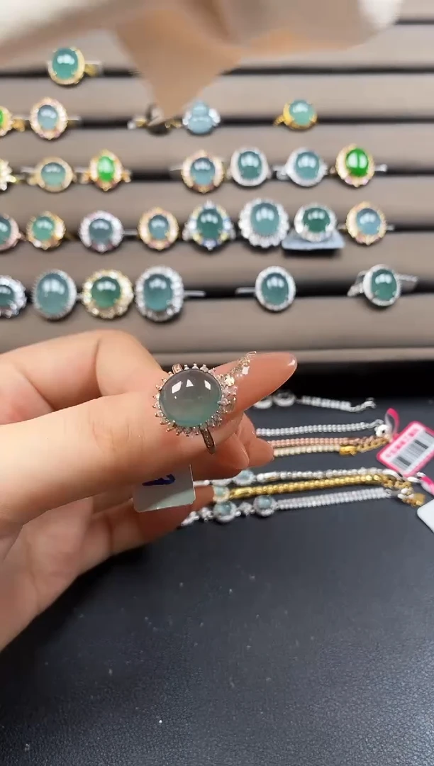 翡翠戒指银S925镶嵌3652