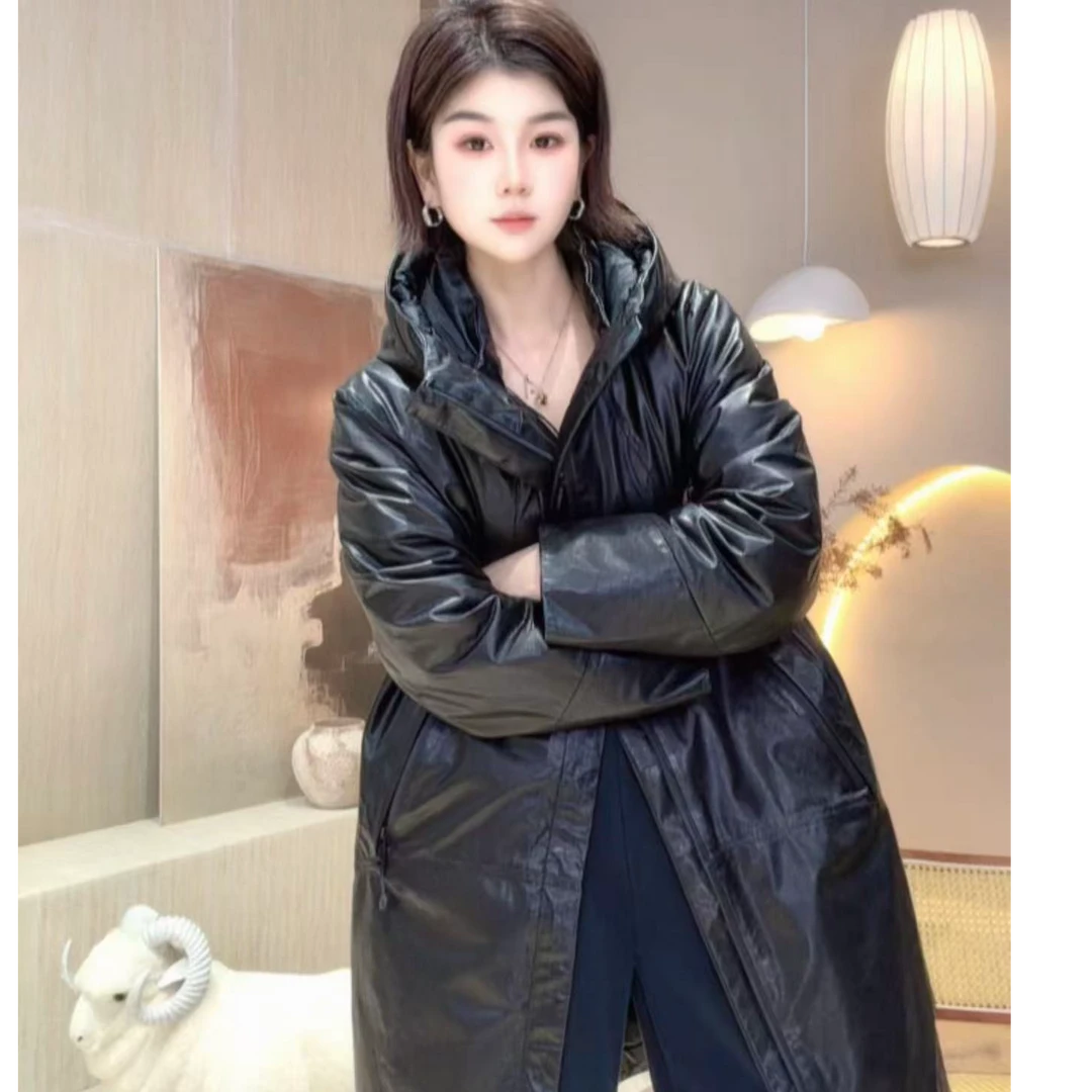 95鹅绒石墨烯男女同款宽松加厚羽绒中长款连帽女士外套66239