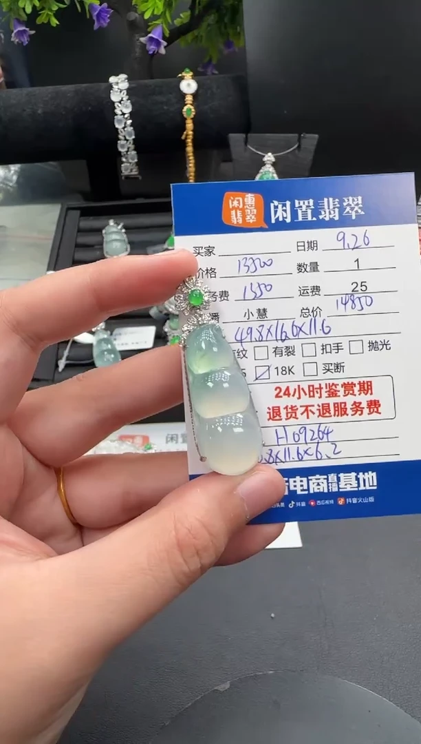 吊坠(不含链)18K金镶嵌翡翠翡翠吊坠