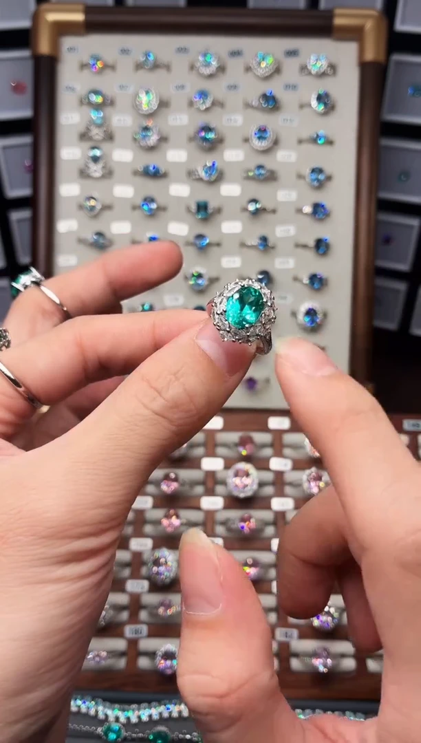 无925银轻奢帕拉伊巴色女神戒