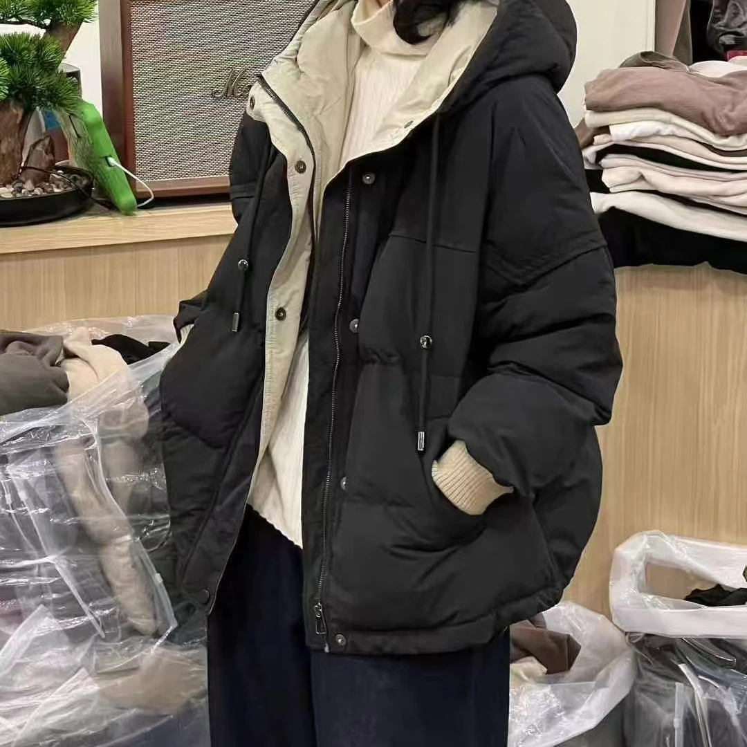 【瑞丽家】连帽常规拉链保暖休闲宽松百搭冬季韩版网红潮流抽绳外套