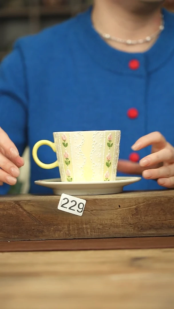 设计师手作款 手绘喜喜咖啡杯