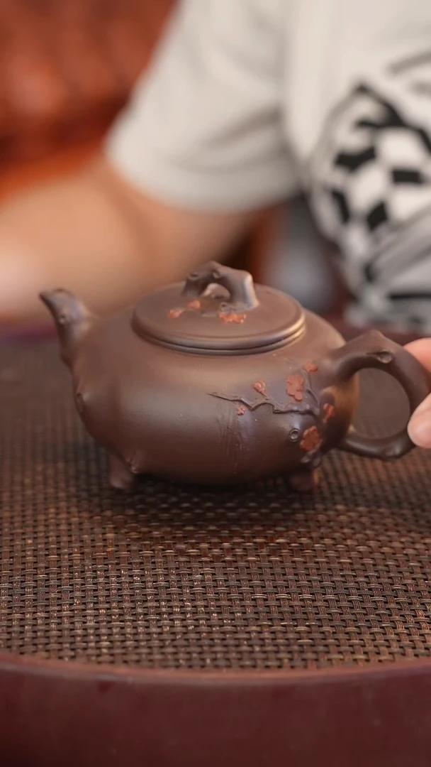 茶壶紫砂原矿手工制作紫茄泥 梅庄 320cc