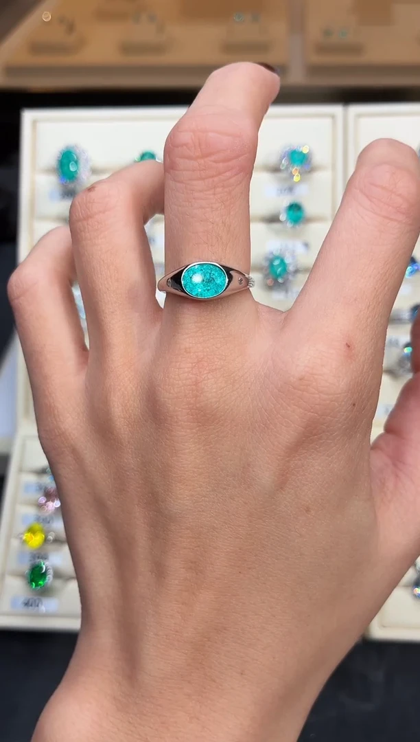 3ct碧玺（处理）无品牌 925银 轻奢感冰裂霓虹电光蓝系列