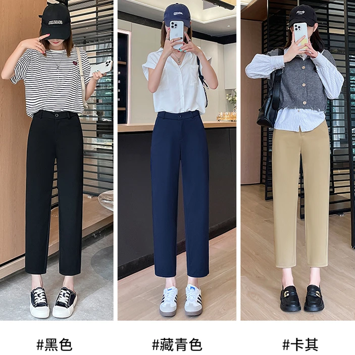 【法棍裤】2025秋季新品百搭弹力小黑裤小个子高腰显瘦休闲裤子