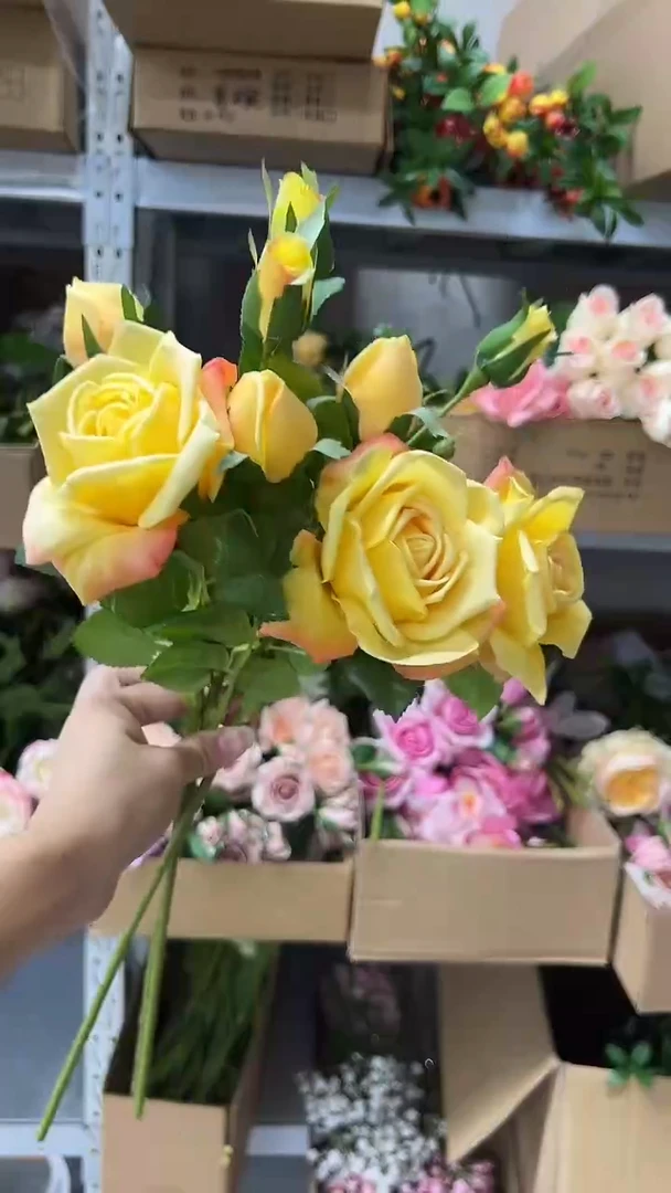 3枝黄色手感保湿妃子玫
