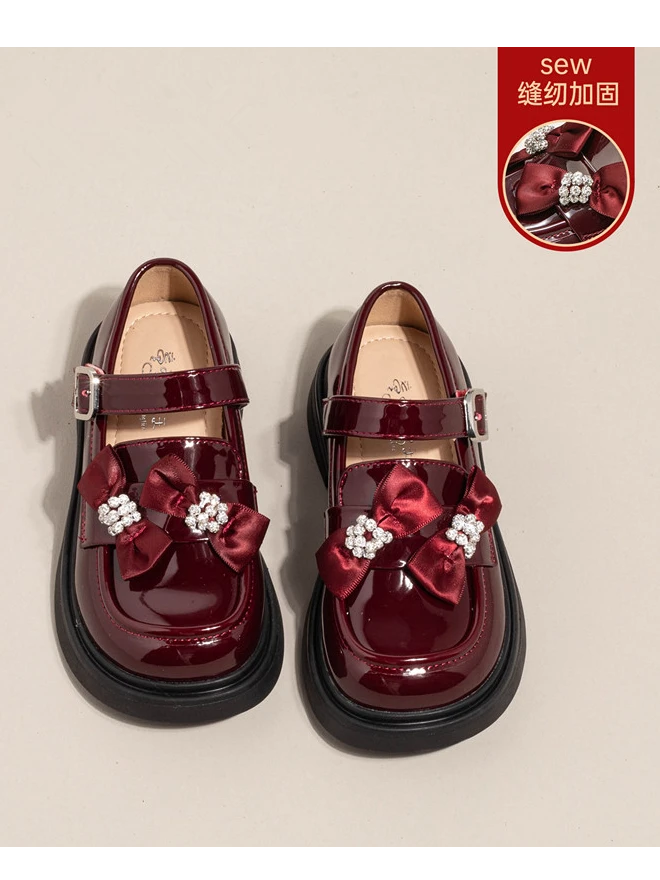 公主鞋女童鞋小皮鞋红色单鞋女孩女宝宝小女孩3-6岁小女孩公主鞋