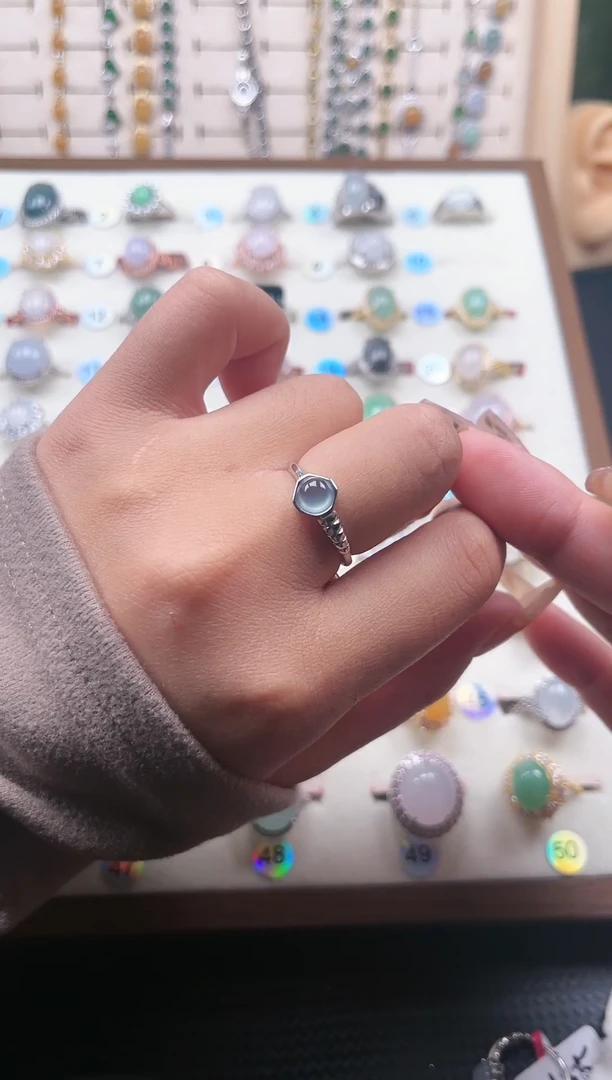 【闪购商品】翡翠戒指银S925镶嵌天然A货翡翠戒指