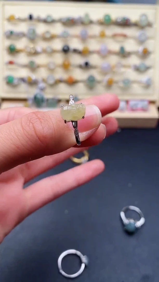 翡翠戒指银S925镶嵌天然A货翡翠1111   3-10