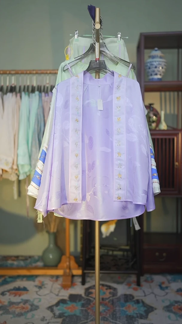 刺绣单层上衣紫色L