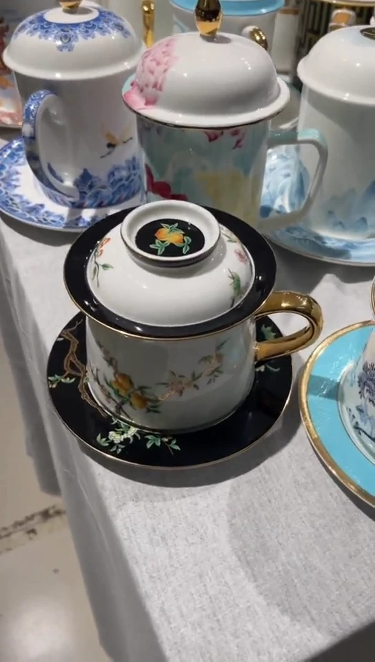 瓷茶漏杯桃园古塔