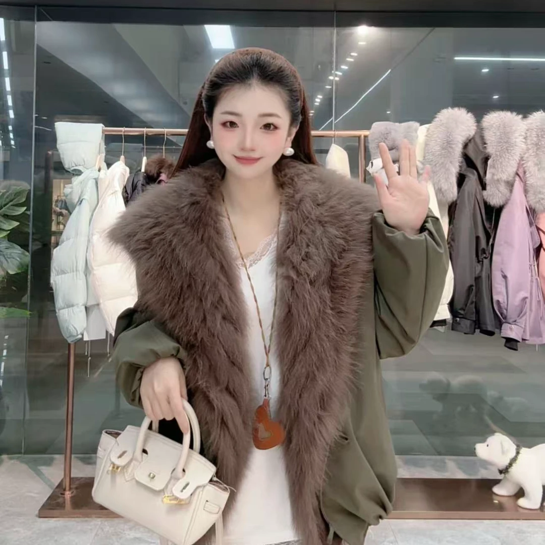 [TD专属】新款狐狸毛领鹅绒派克服女款休闲时尚保暖002