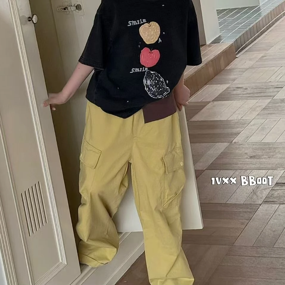 【豪宝贝】2025春翻盖双口袋直筒工装裤6027