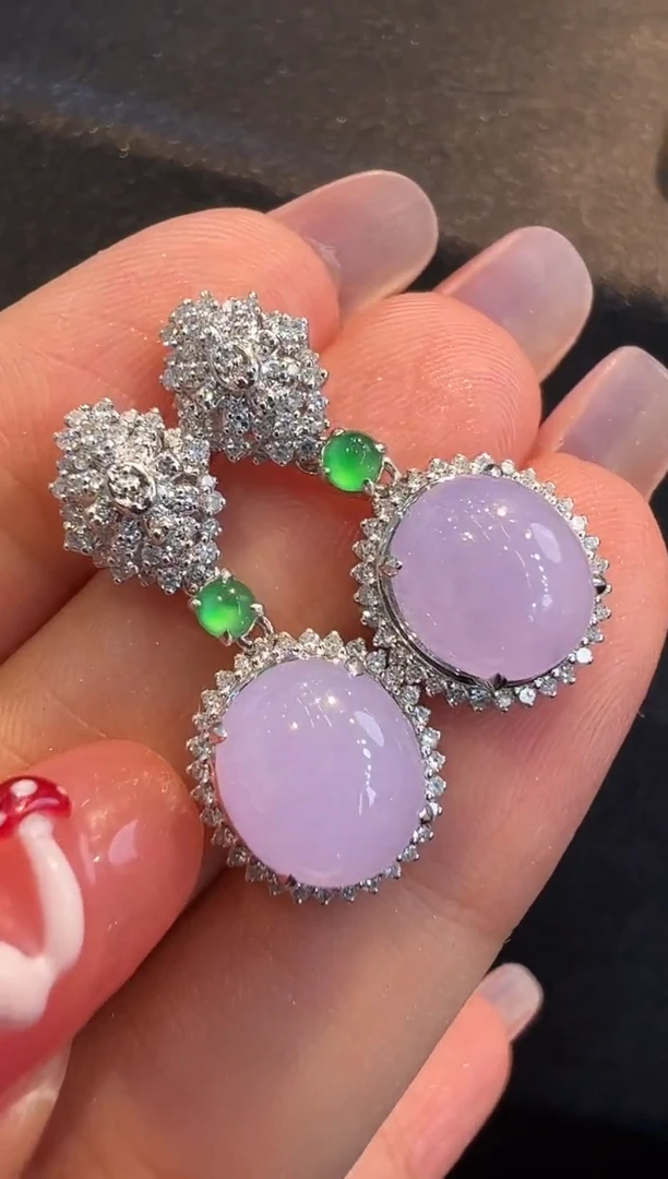 翡翠18K金镶嵌耳饰耳饰