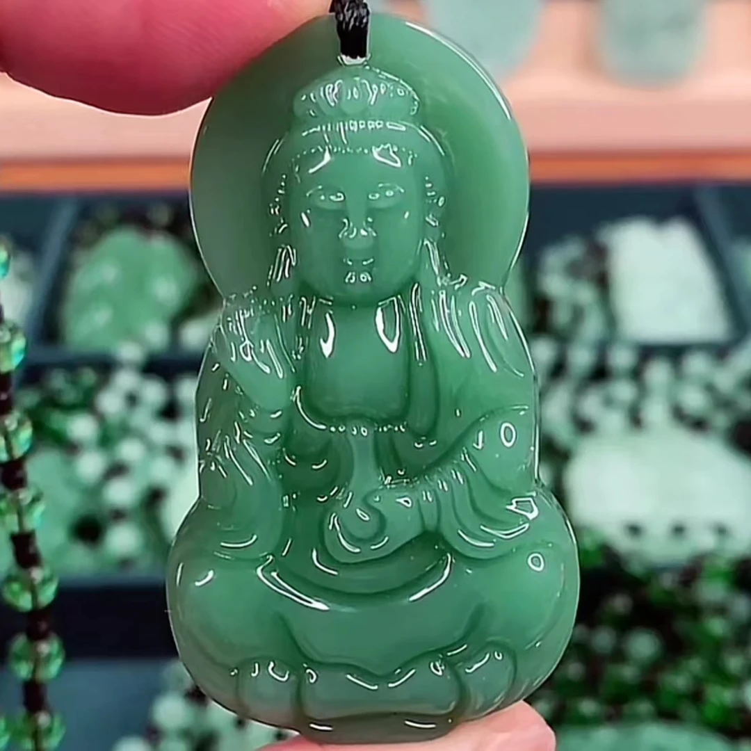 hh时尚饰品深绿色八角观音