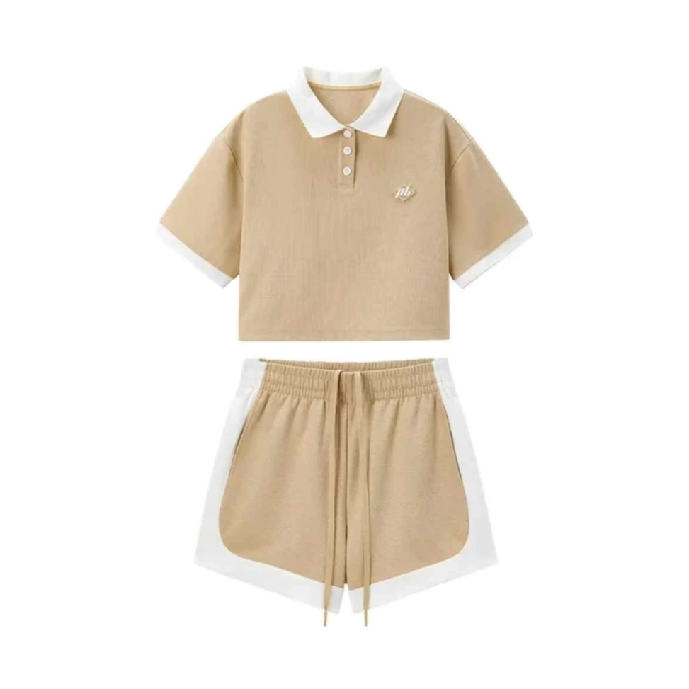 鸟家D款夏季新款针织套装撞色短袖挺括POLO衫