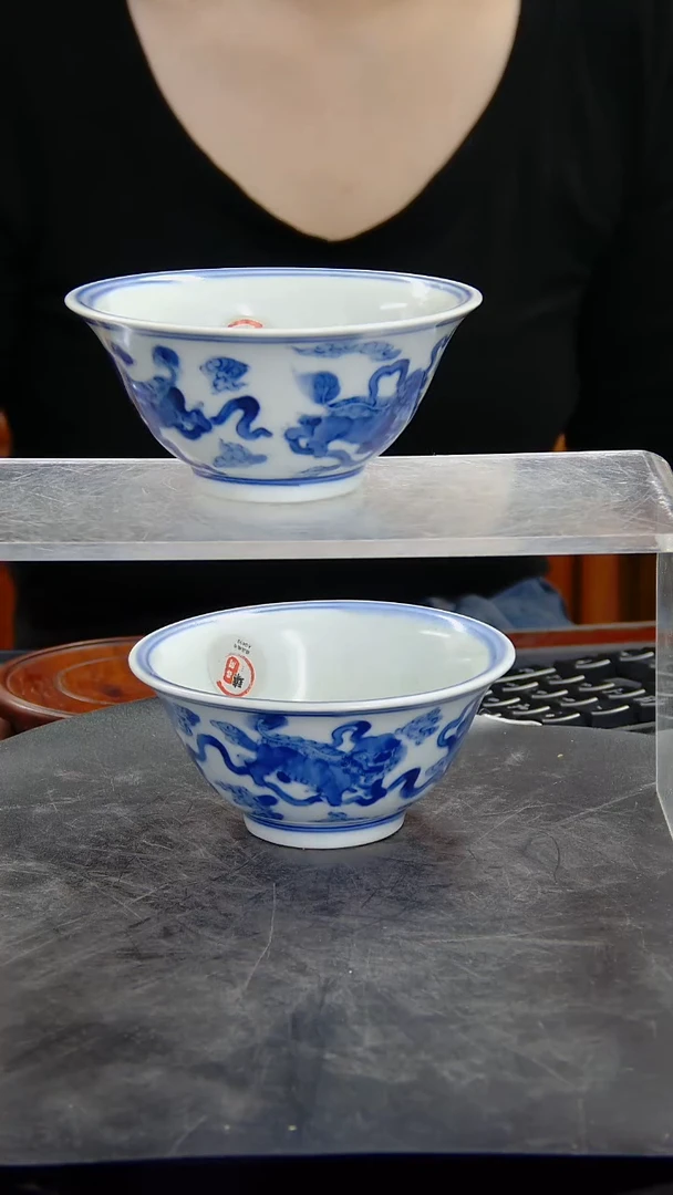 碗青花狮戏图碗#116#瓷器