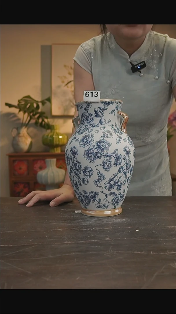 景德镇高温陶瓷花瓶高28口11