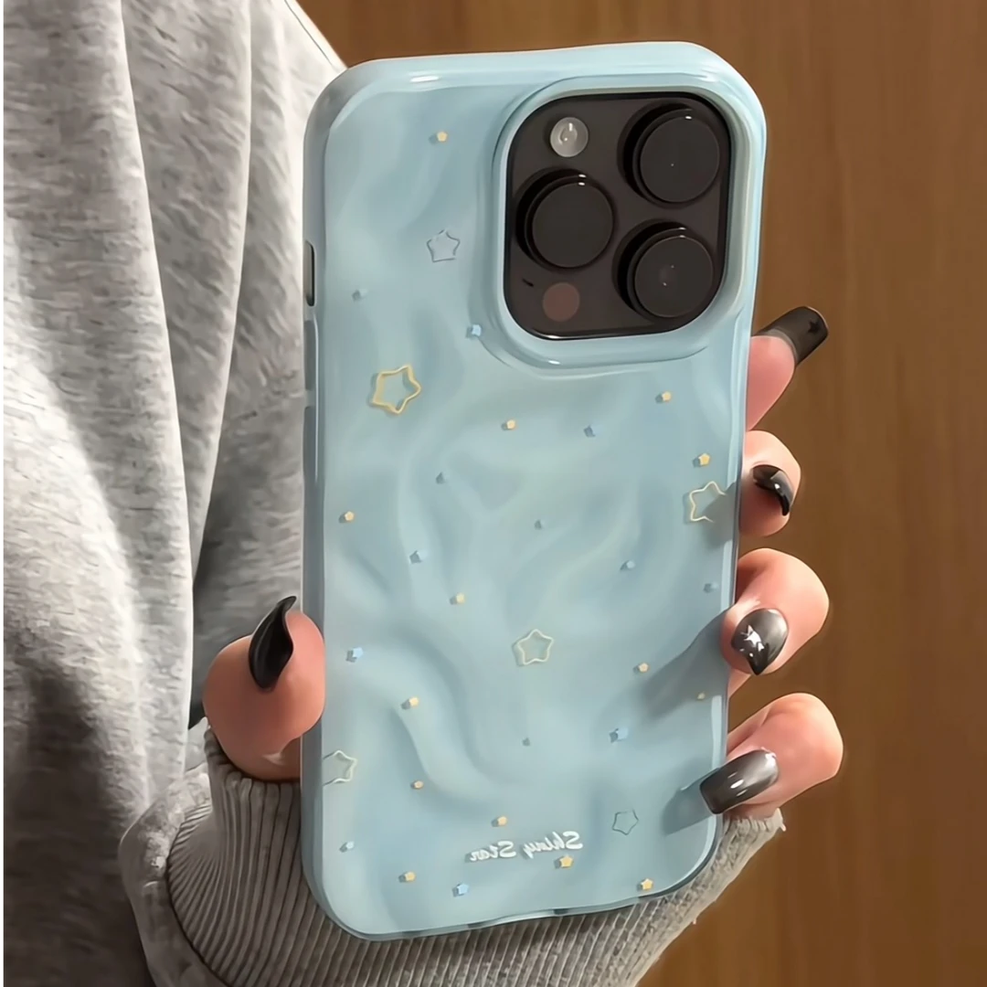 壳望INS星星褶皱壳适用于苹果iPhone15手机壳16新款14Pro防摔16