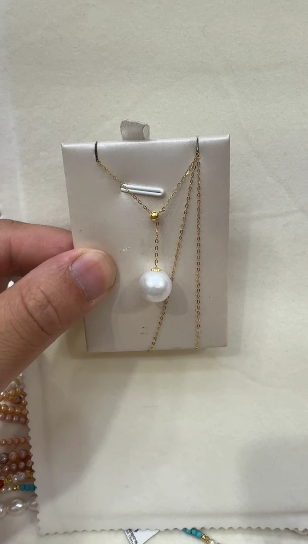 淡水珍珠18K金镶嵌颈饰清货