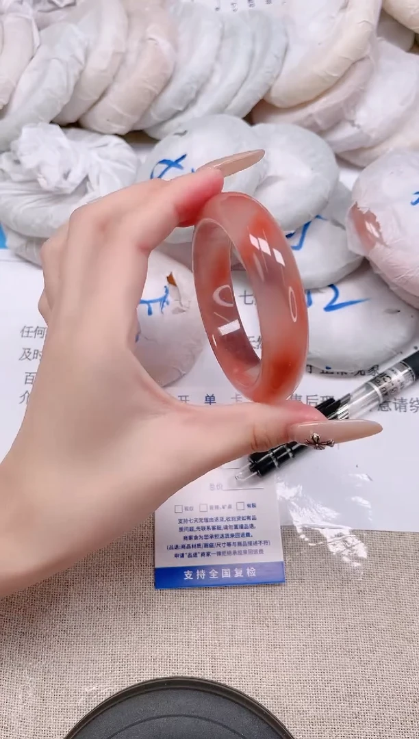 未镶嵌手镯石英质玉128-54桃