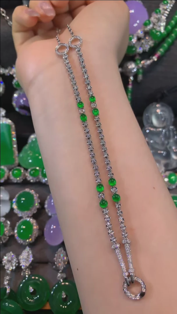 【闪购商品】翡翠套链18K金镶嵌万能链